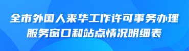 全市外国人来华工作许可事务办理服务窗口和站点情况明细表